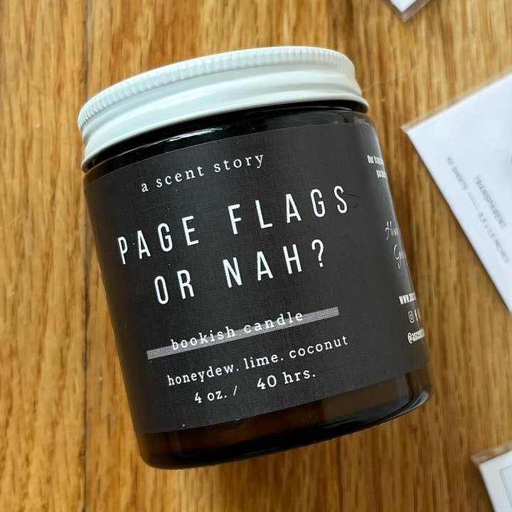 A Scent Story Candle Co - Wholesale Jar/Filled Candle - Page Flags or Nah? | Bookish Candle | Soy Wax, 4 oz0