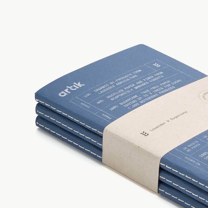 Artık - Wholesale Notebook - Artik Pack Of 3 Pocket Singer Sewn Notebooks Dotted Lavender
