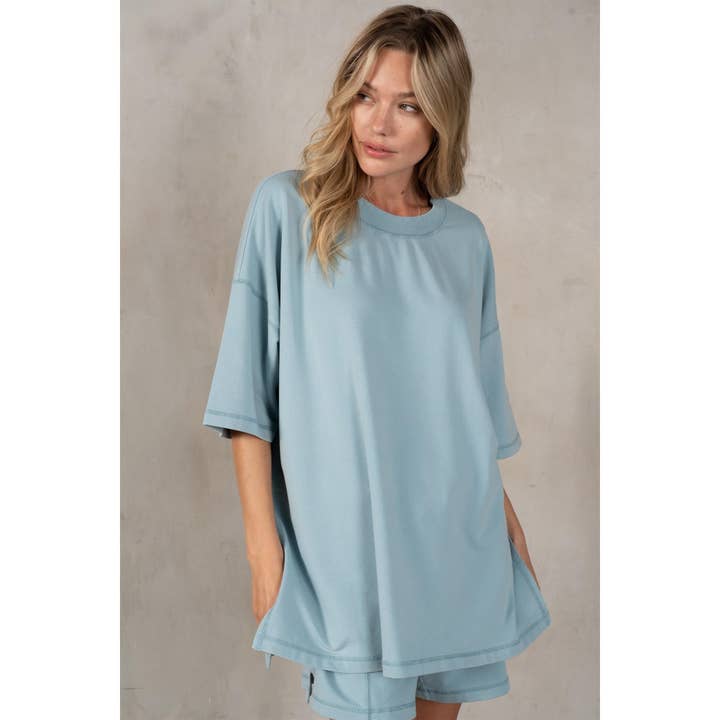 Katoen Modal Oversized SS Top en Shorts voor wholesale door lalamia