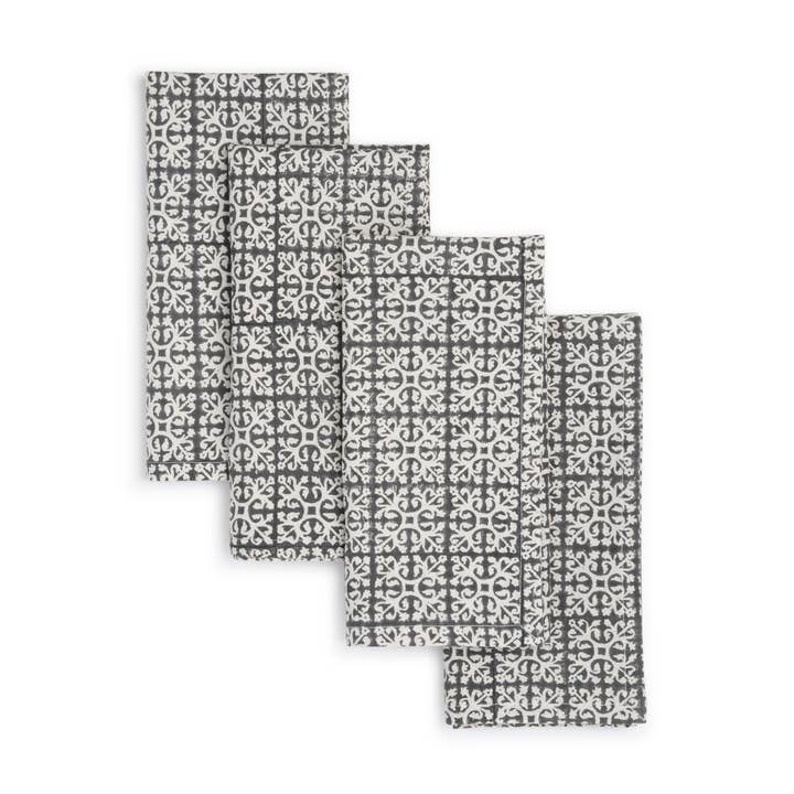 Cotton Napkins | Hand Block Printed | Brownie | Set of 4 for wholesale by Sustainable Threads