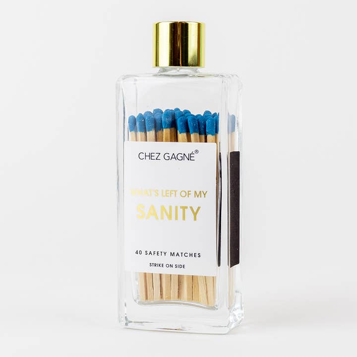 Chez Gagné - Wholesale Matches - Left of My Sanity - Glass Bottle Safety Matches - Bright Blue9