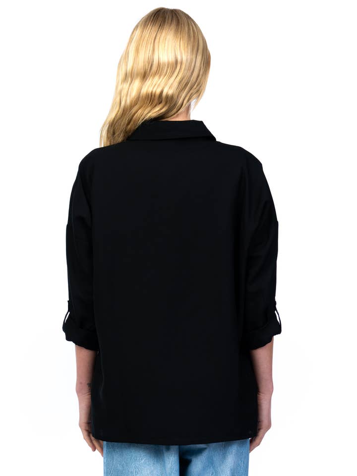 Black Ysabel Oversize Shirt for wholesale on Faire1
