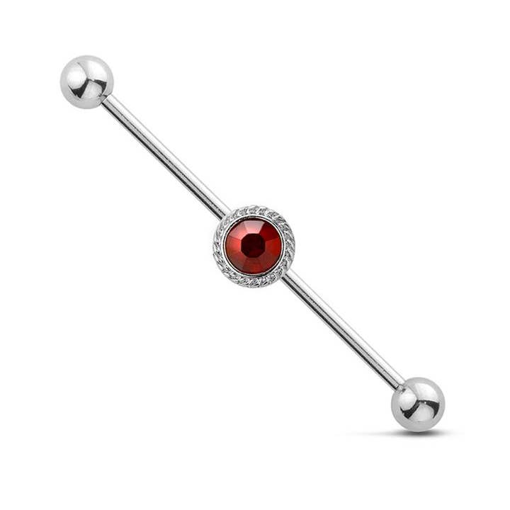 CRAVE BODY JEWELRY - Vendita all'ingrosso Orecchini singoli - BILANCIERE INDUSTRIALE RUBINO IN ACCIAIO CHIRURGICO 316L