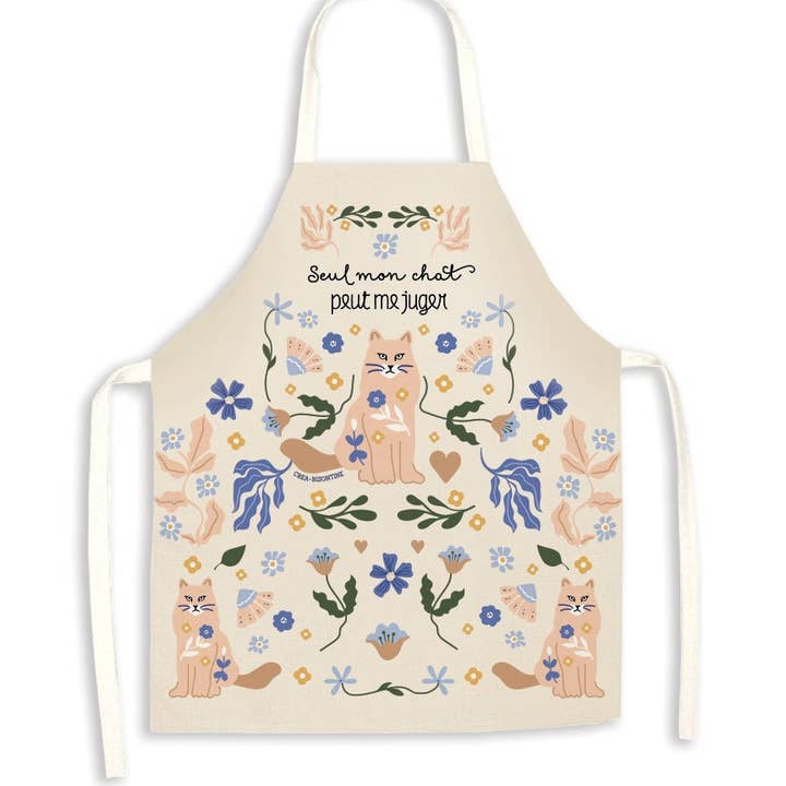 100% organic cotton apron (GOTS) - Only my cat can judge me for wholesale by Maison Royal Garden