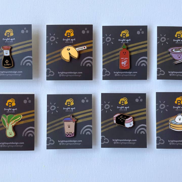 Brightspot Design – wholesale Lapel pin/button – Musubi Mate Enamel Pin2