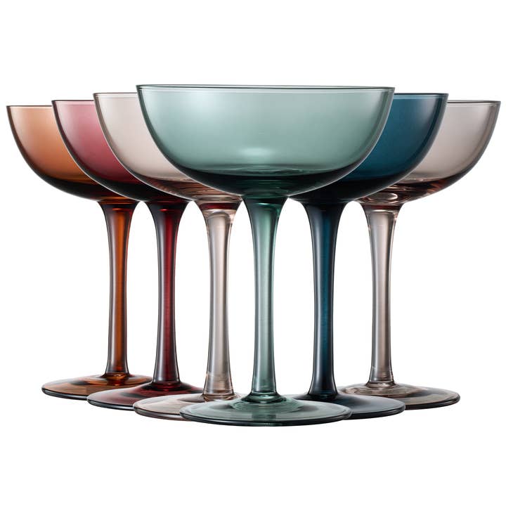 The Wine Savant / Khen Glassware - Wholesale Cocktail/Liquor Glass - Coupe Cocktail Glasses 7 oz | Set of 6 | Pastel Colored