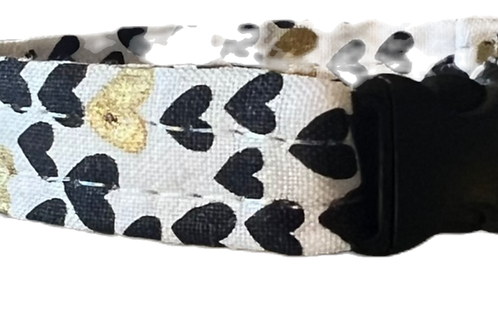 Little Barks Boutique - Wholesale Pet Collar - Cat - Cotton Cat Collar - Gold Hearts1