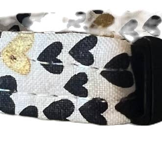 Little Barks Boutique - Wholesale Pet Collar - Cat - Cotton Cat Collar - Gold Hearts1