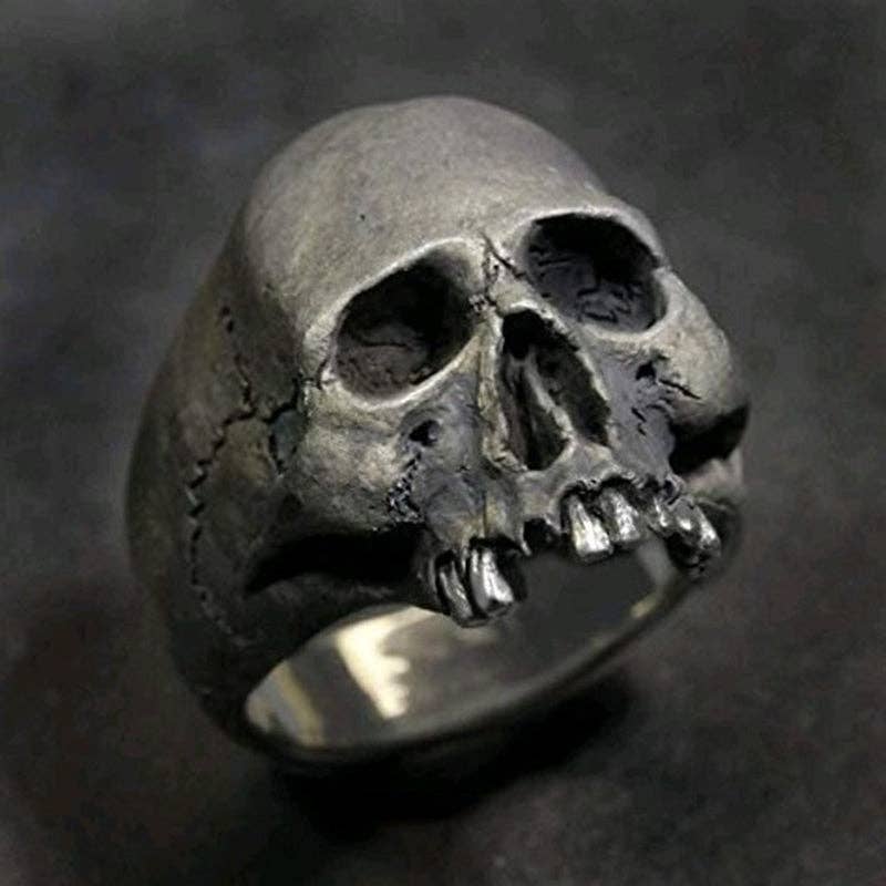 Tourtiwi - Wholesale Cocktail/Statement Ring - Retro Skull Punk Style Men's Ring5