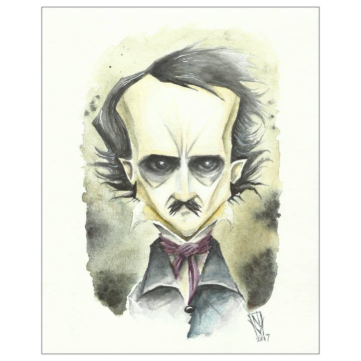 Edgar Allen Poe, Impression 8x10 pour la vente par The Spooky Dinosaur