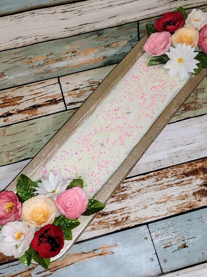 Vela em Taça de Massa de 20" com Design Floral Vermelho por atacado de Ethereal Elements CT