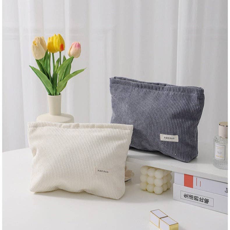 Dipped Shop - Wholesale Make-up/cosmetic bag - Simple Solid Color Corduroy Cosmetic Bag DPB102311