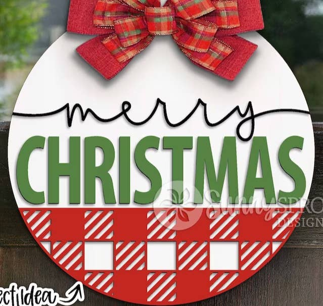 Kate's Blanks - Wholesale DIY Craft Kit - Merry Christmas Plaid Door Hanger DiY | Wood Sign | PaintKit