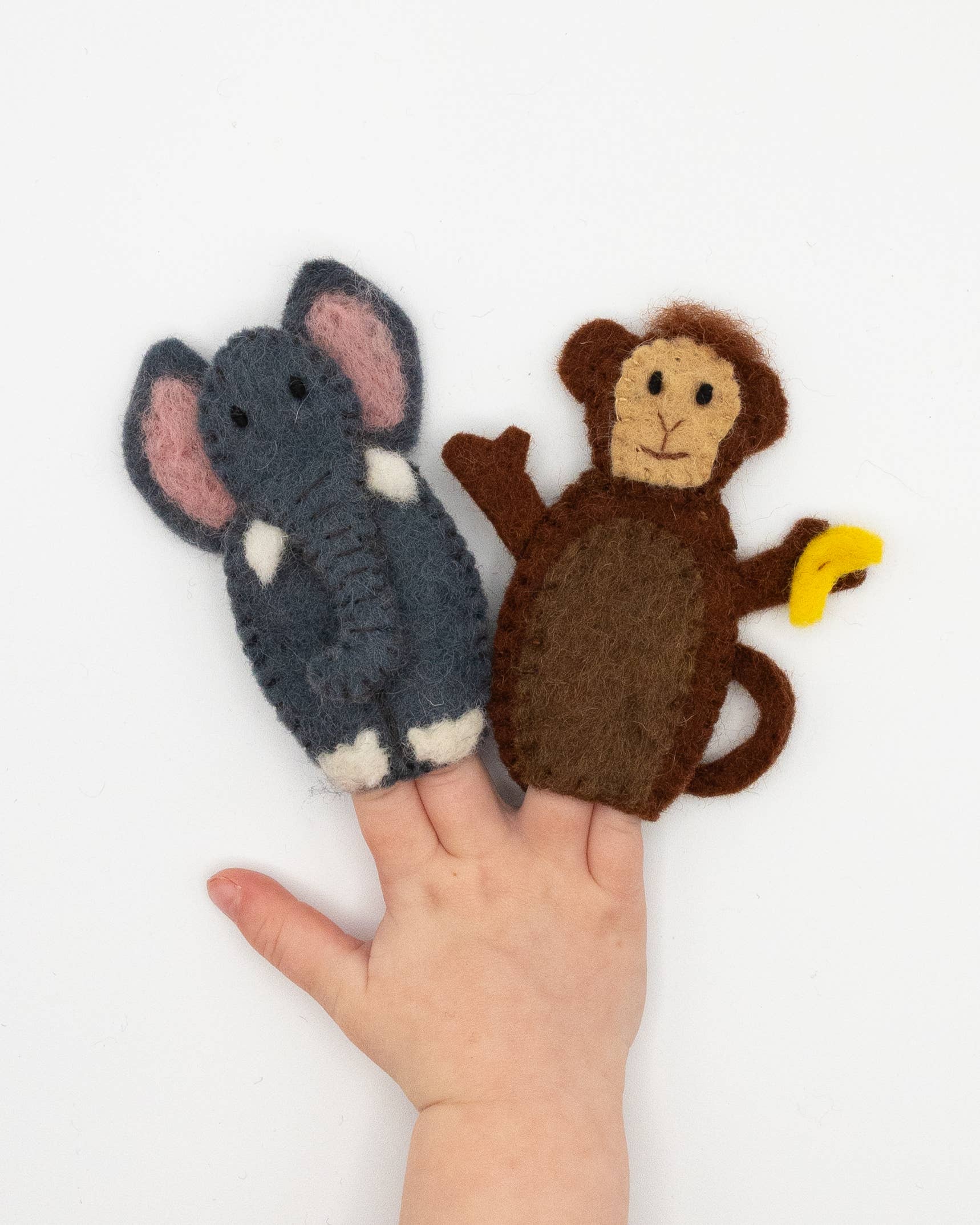 Nivas - Wholesale Finger Puppet - Kids & Baby - Finger Puppet - Elephant and Monkey (Safari Animals) 4
