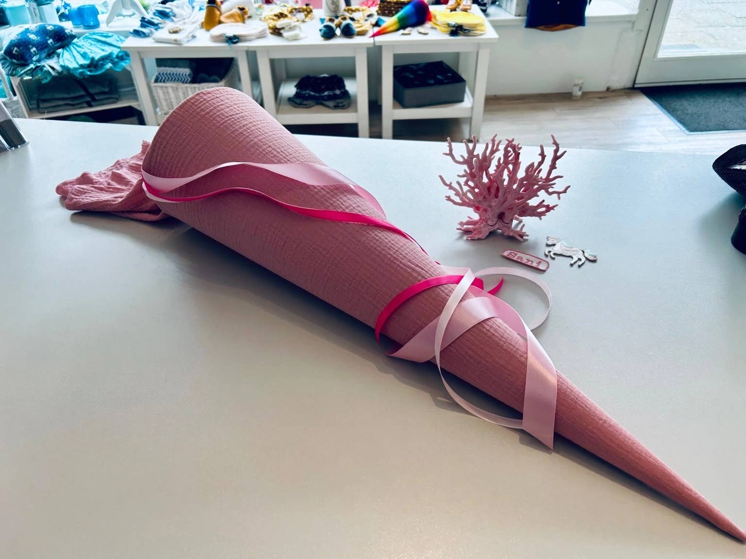 Küstenfieber® - Wholesale Party Favor - Musselin School Cone Old Pink – handmade – 35 cm or 70 cm6