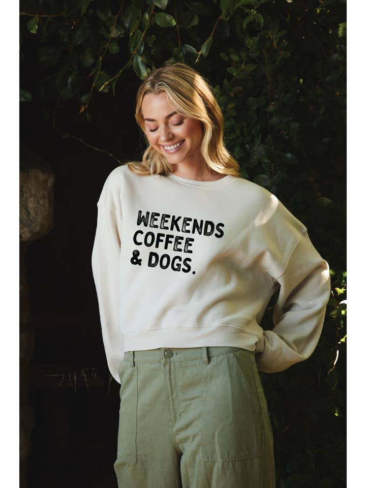 OAT COLLECTIVE - Wholesale Graphic Sweatshirt - Women's - WEEKENDS COFFEE AND DOGS Mid Graphic Sweatshirt10
