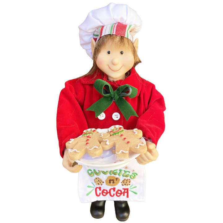 Santa’s Workshop Inc. - Wholesale Christmas Decoration - 12" Cookies & Cocoa Elf