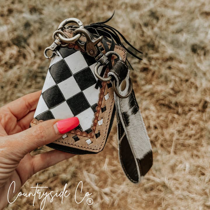 De Sidekick Geruite Mini Portemonnee Sleutelhanger voor wholesale door Texas Western Cowhide Bags and More