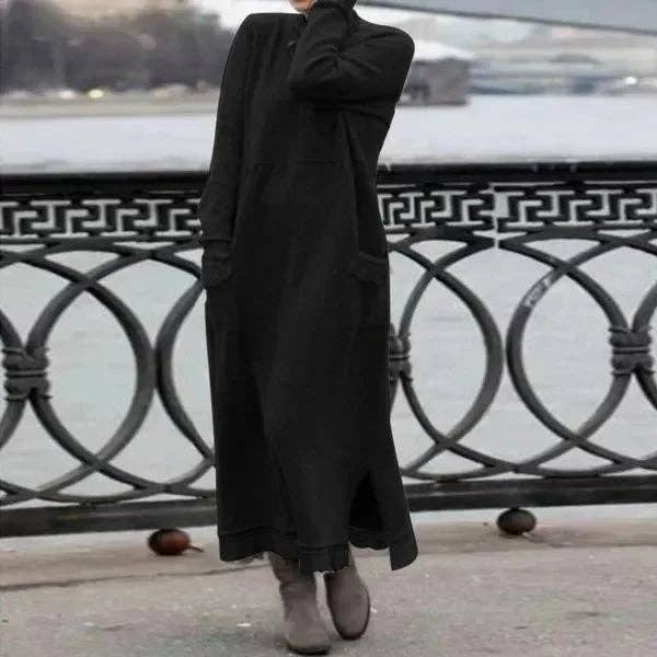 HOTOSECOND - Wholesale Dress - Women's - New Autumn And Winter Loose Long Skirt Plus Velvet Sweatshirt Casual Dress Women Fashion Solid O Neck Long Sleeve Holiday Dress