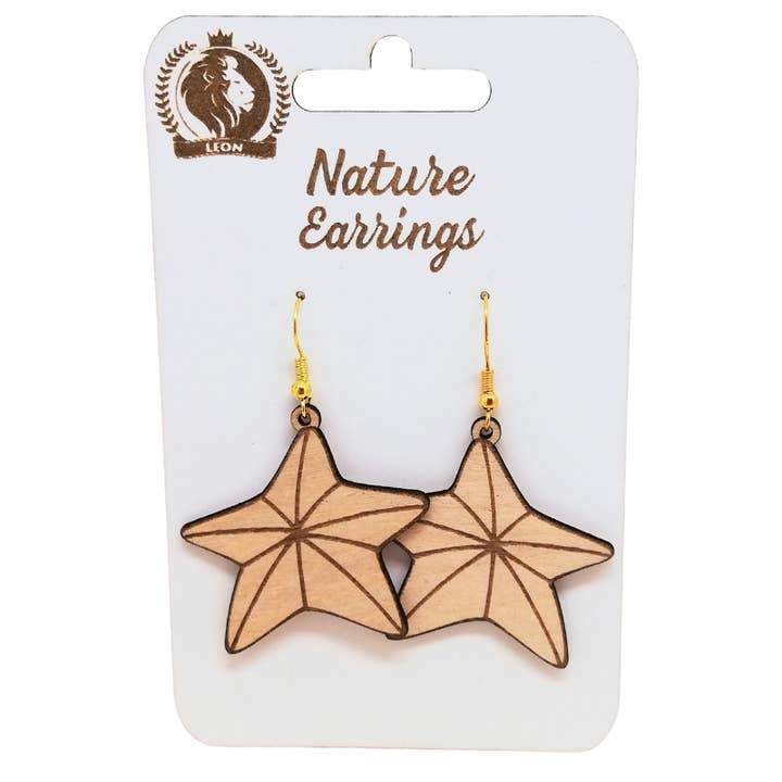 Nature earrings - Wooden earrings - Stars for wholesale by Atiladecor, Artesanato Lda