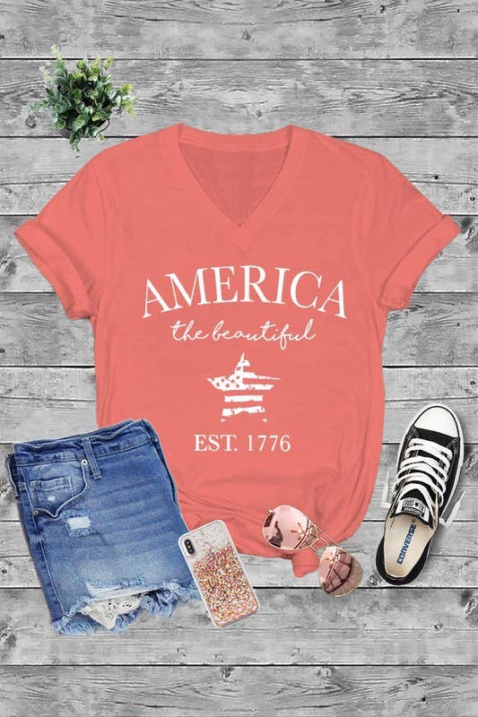 Top Avenue - Wholesale Screen Printed T-Shirt - Women's - Unisex Short Sleeve V Neck T-Shirt6