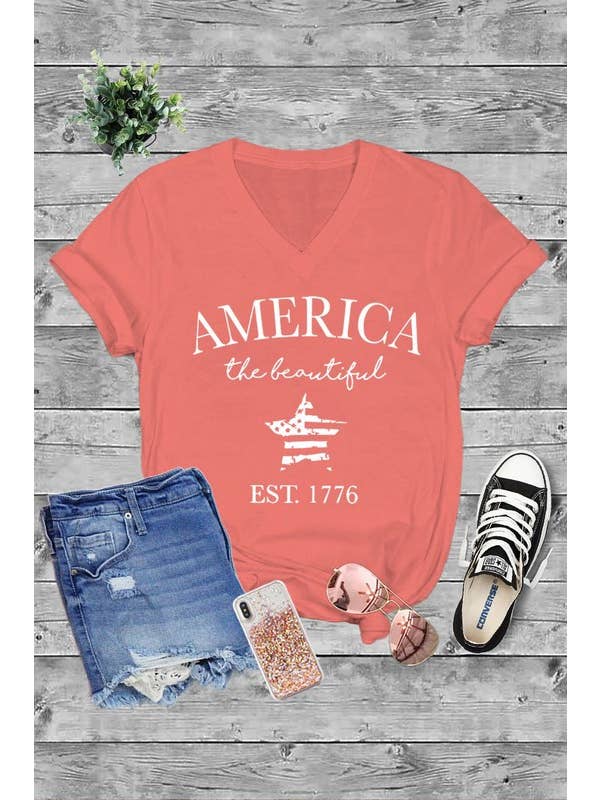 Top Avenue - Wholesale Screen Printed T-Shirt - Women's - Unisex Short Sleeve V Neck T-Shirt6