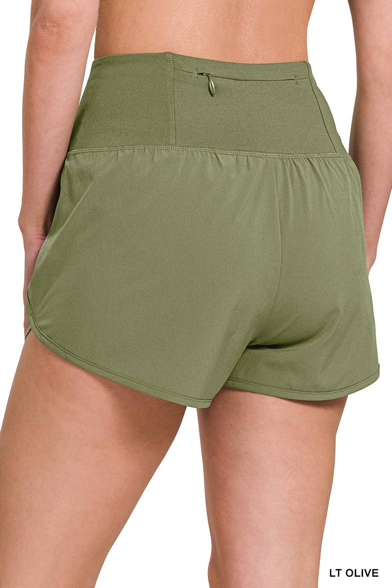 42POPS - Wholesale Athletic Shorts - Women's - ,,,..High Waisted Zippered Back Pocket Running Shorts12