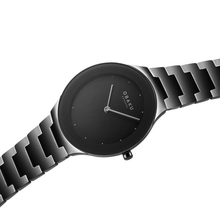 Obaku Denmark Watches - Wholesale Wrist Watch - Women's - Ladies ultra slim 4.2mm thick sleek matte black quartz watch