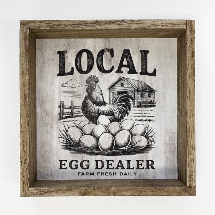 Hangout Home - Wholesale Sign - Local Egg Dealer - Farmhouse Kitchen Canvas Art - Wood Frame0
