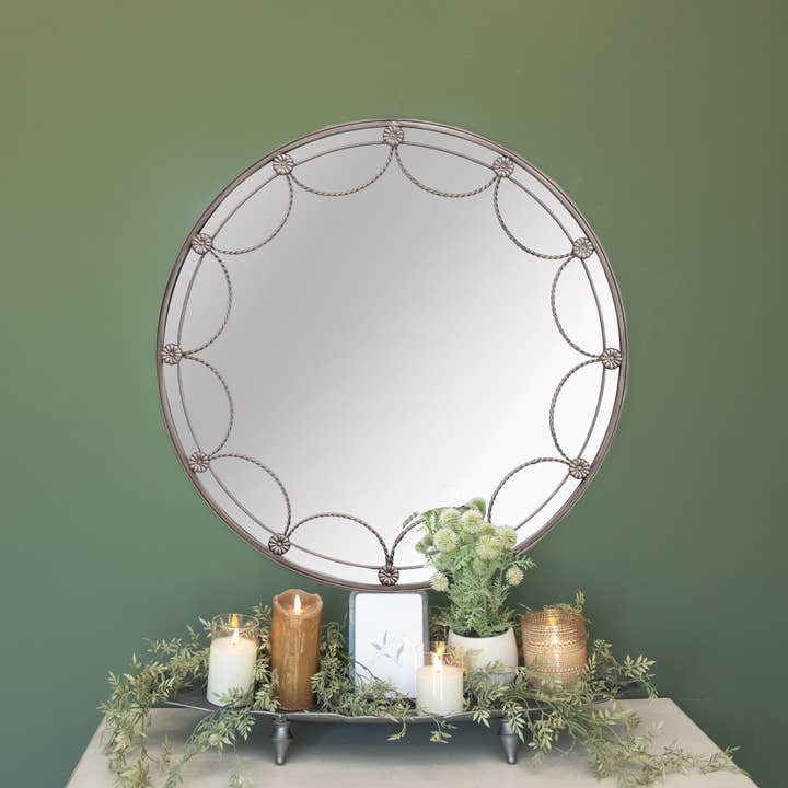 32.25" SCALLOPED ROUND MIRROR for wholesale by Ragon House