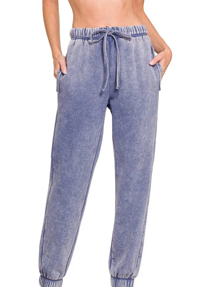 MARLIN Zenana Acid Wash Fleece-Sweatpants mit Taschen für den Großhandel auf Faire0