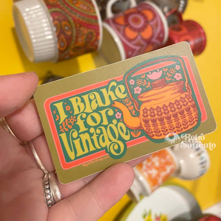Retro Sorrento - Wholesale Sticker - I Brake for Vintage Sticker by Retro Sorrento