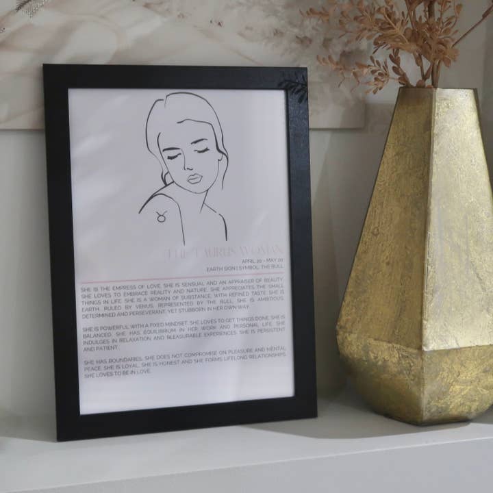 Taurus Zodiac Framed Print (A4) for wholesale by By Laura Henao