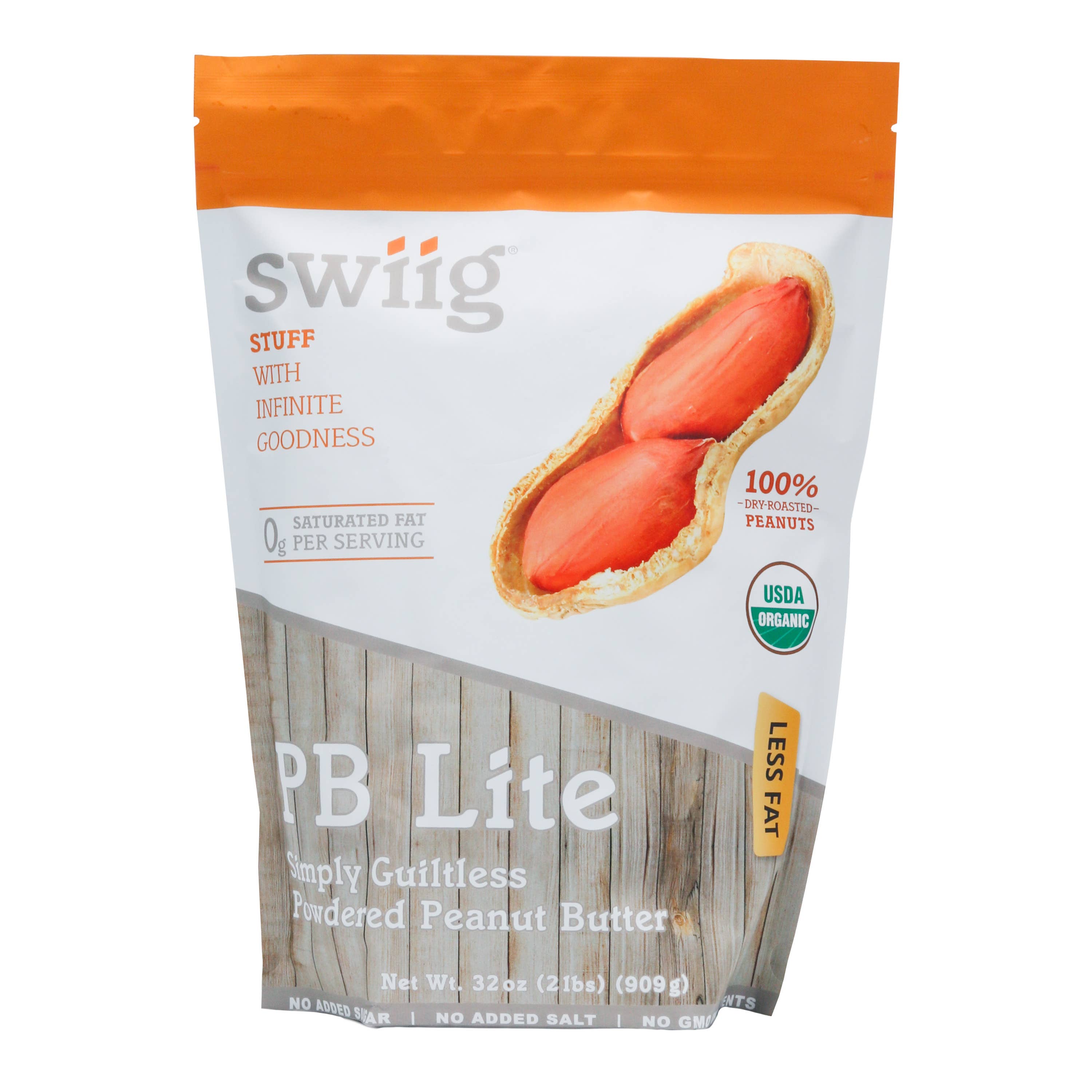 swiig - Wholesale Nut Butter - Organic, Powdered Peanut Butter, PB Lite 2lb - 75 Servings0