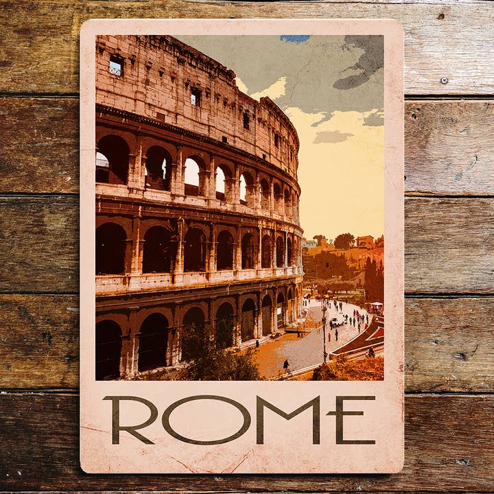 Rom Italien Colosseum - Metal væg tegn plak for engroshandel hos The British Metal Signs Company