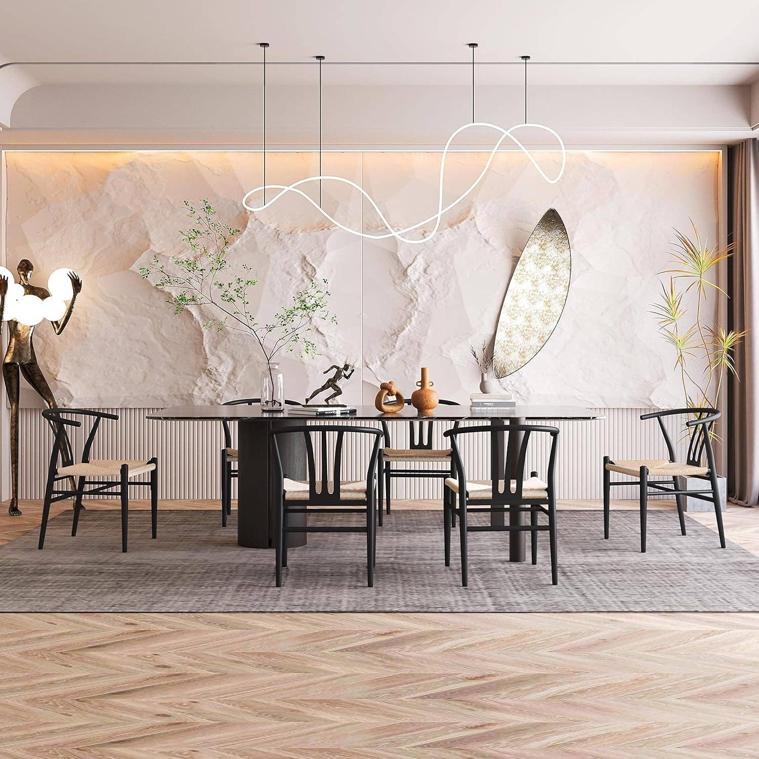 Black Rattan Weave Dining Chairs Set 2 Mid Century Modern for wholesale on Faire8