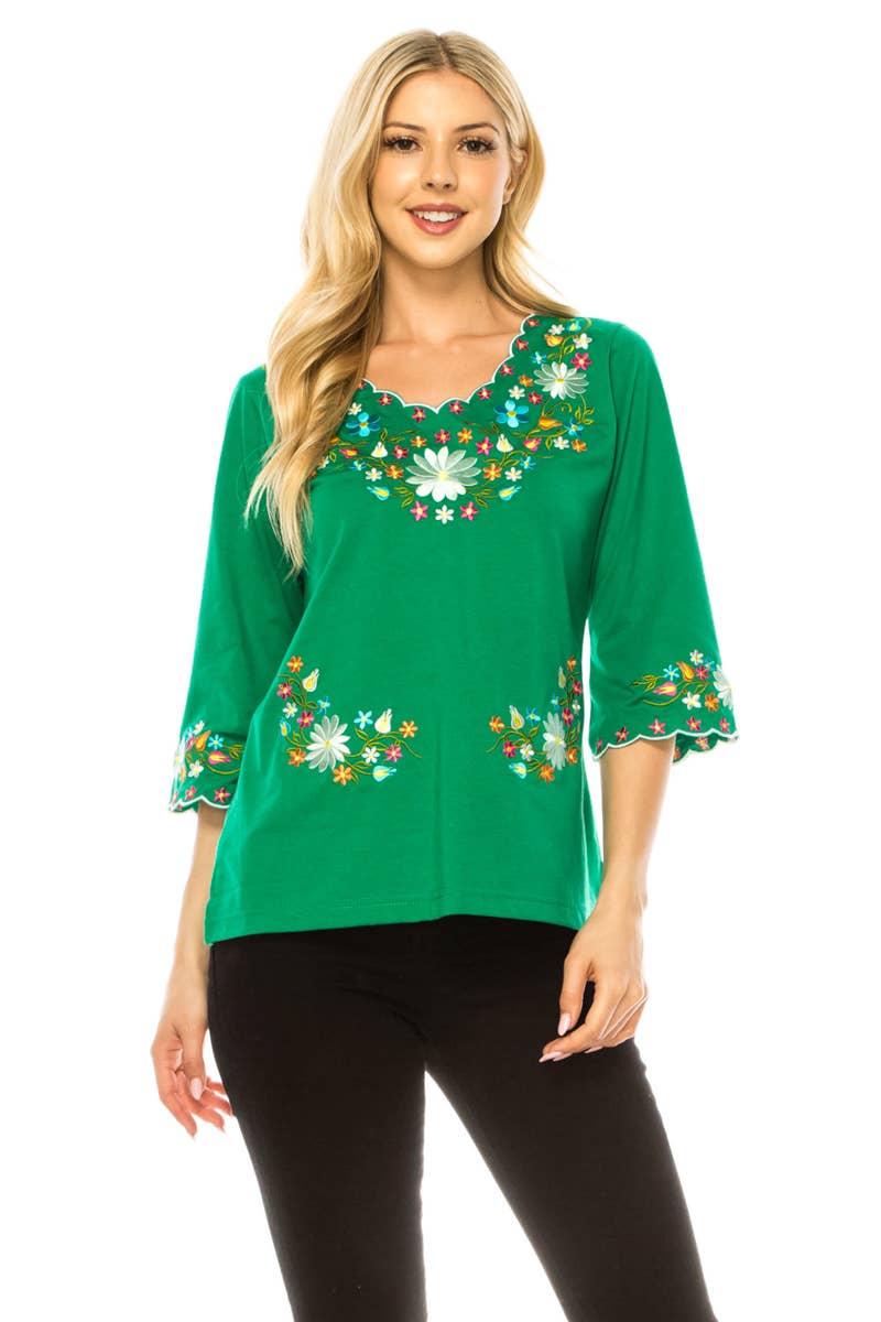 Unik - Vente Chemisier – femme - Adulte Traditionnel Brodé Manches 3/4 S-3XL9