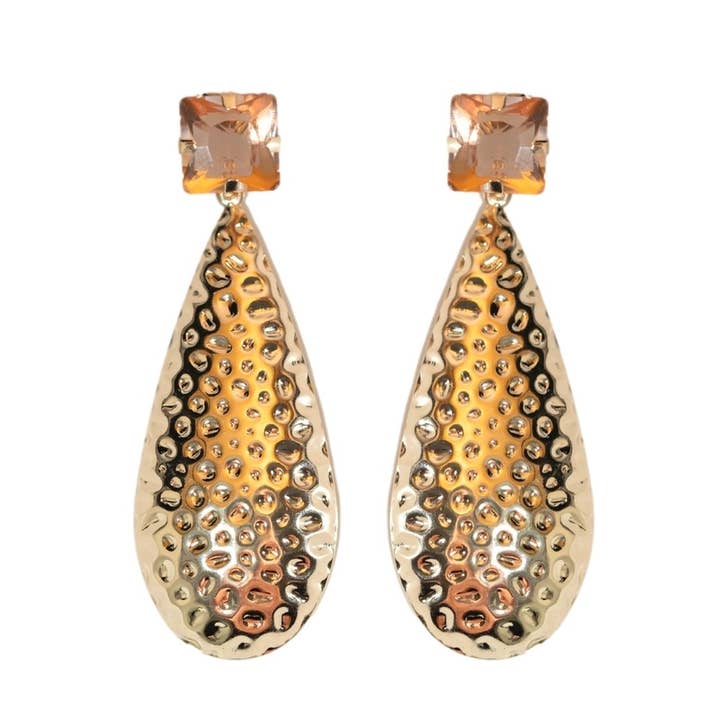 Rosé Bubbles Hammered Rose Gold Statement Earrings for wholesale by St Armands Designs of Sarasota
