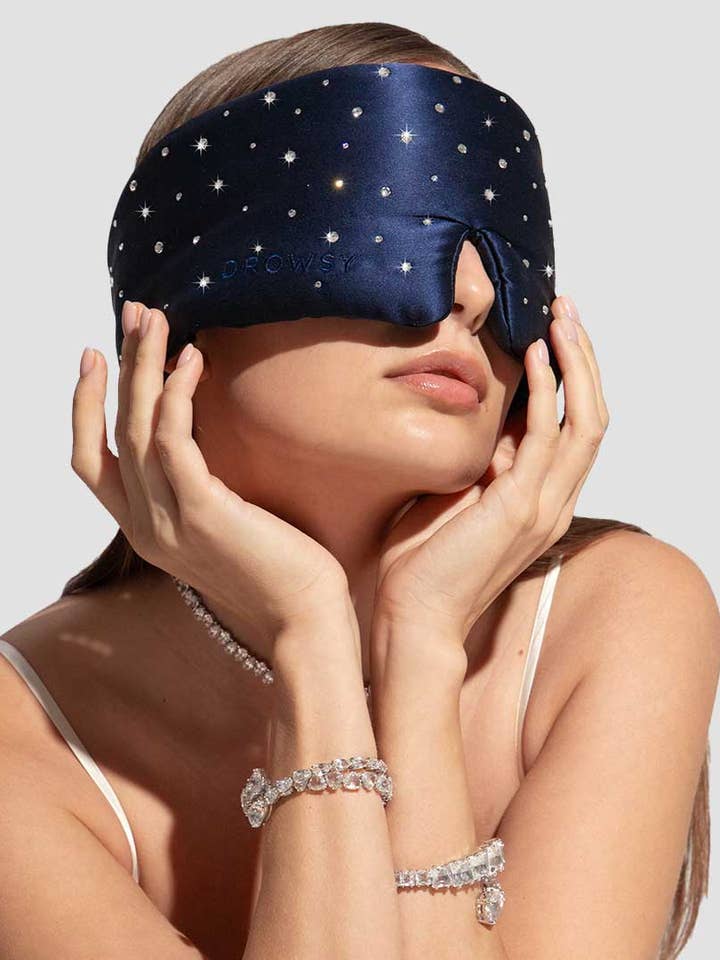 Silk Sleep Eye Mask Crystals by Swarovski® for wholesale by Drowsy Sleep Co.