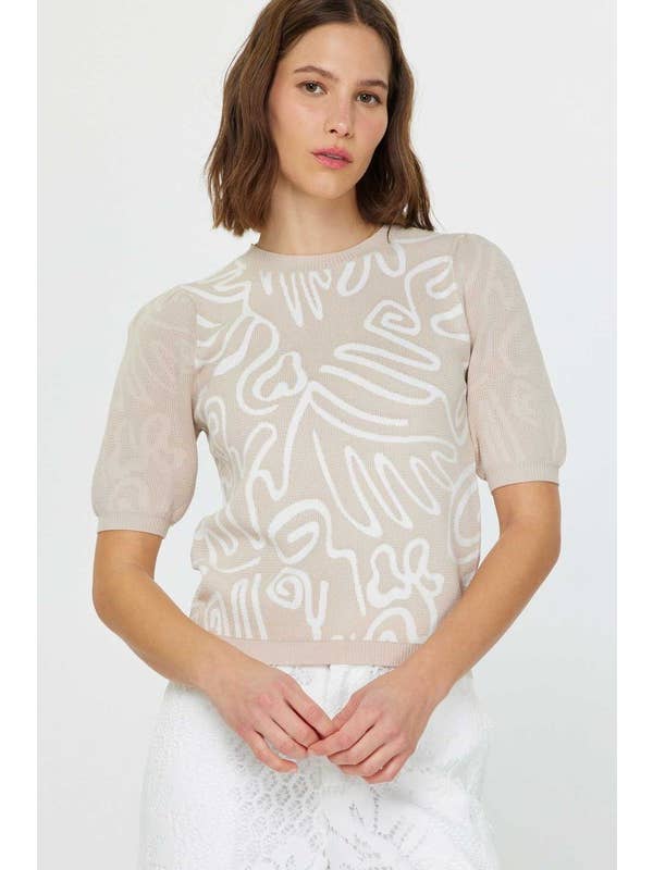 Current Air - Wholesale Knit Top - Women's - Abstract Pattern Knit Top