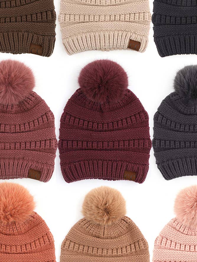 C.C Snuggly Soft Yarn Pom Beanie Winter Hat for wholesale by Hana