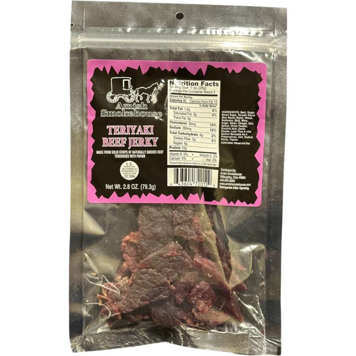 Amish Smokehouse Teriyaki Beef Jerky 2.8 oz for wholesale by Cow Crack Wholesale