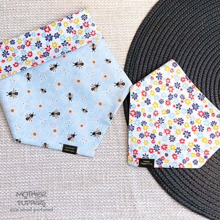 Flowers Bee Bloomin' Bandana for wholesale by Mother Puppers Co.
