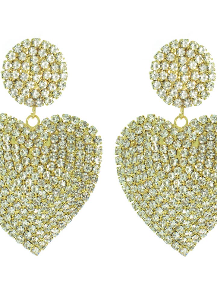 Gold Rhinestone Heart Earrings TD1010 for wholesale by Troy Designs
