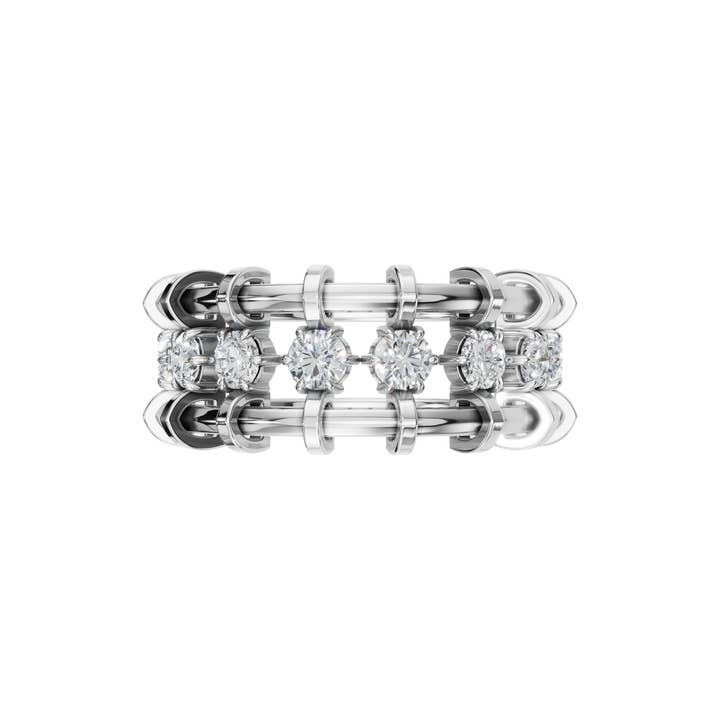 PureYou Jewelry - Vente Alliances/bagues de mariage - Alliance Eternité en or 14 carats sertie de diamants, bague empilable4