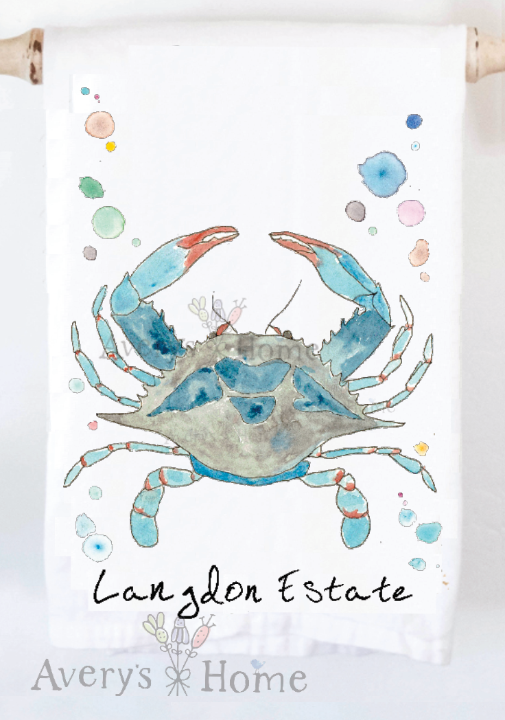 Avery's Home - Wholesale Tea Towel - Blue Crab Ocean Customizable Coastal Tea Towel18