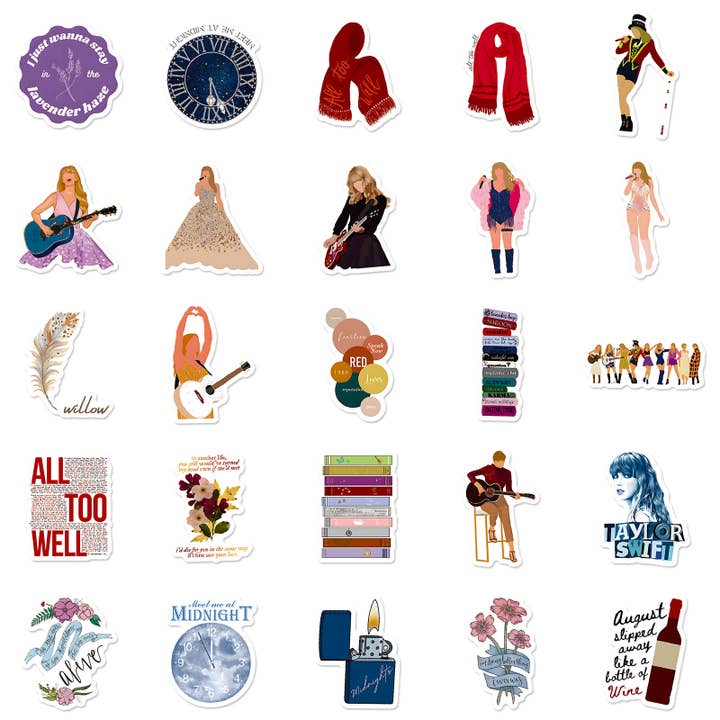 Little Trendy - Wholesale Sticker - Taylor Swift Vinyl Waterproof Stickers Pack of 50