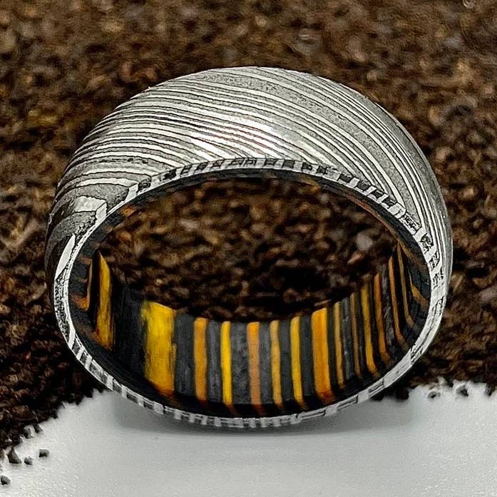 Anel Simples de Aço de Damasco Torcido por atacado de RustyStudioUSA