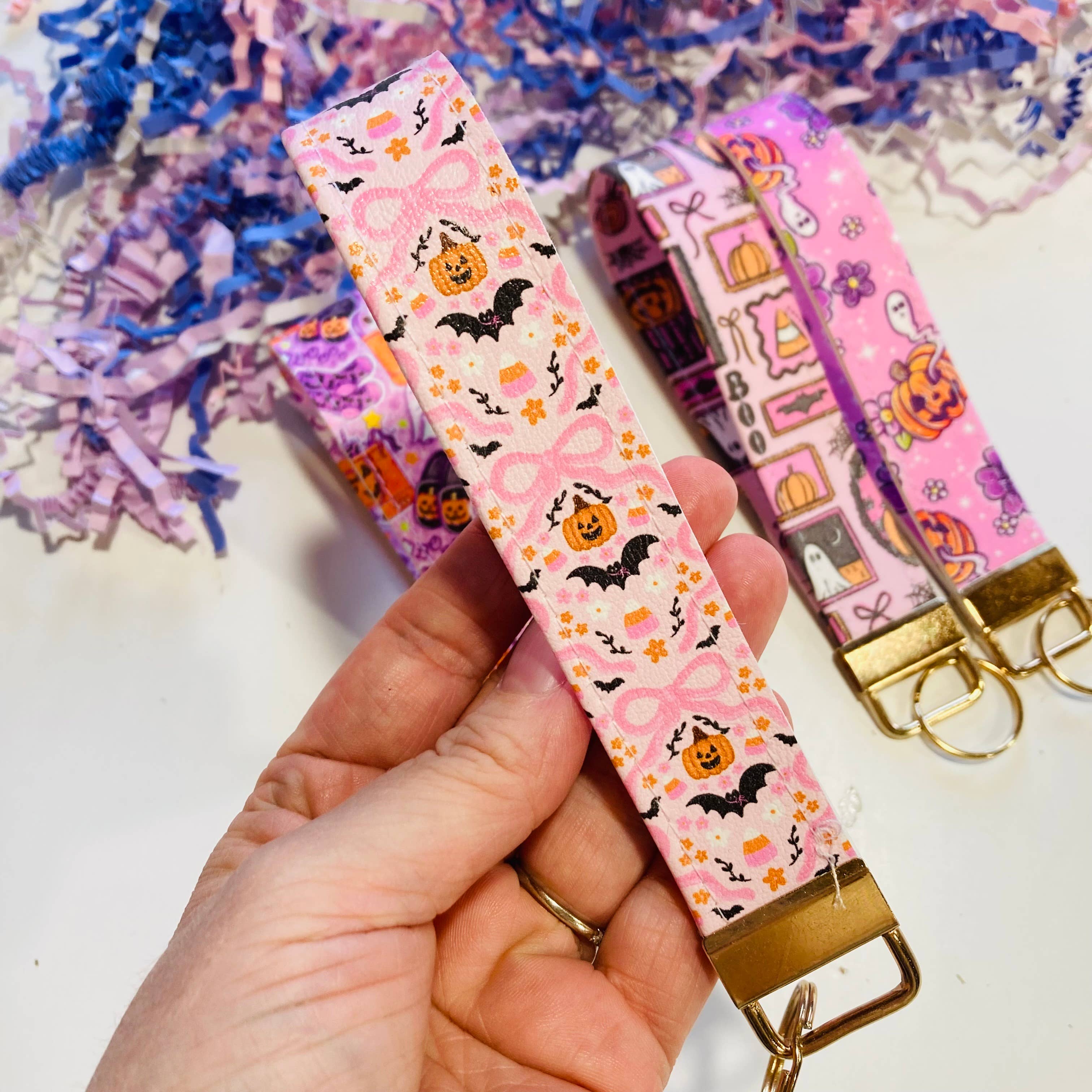 Chapter & Ink – wholesale Keychain – Women's – Spooky Halloween Leatherette Wristlet Keychain2