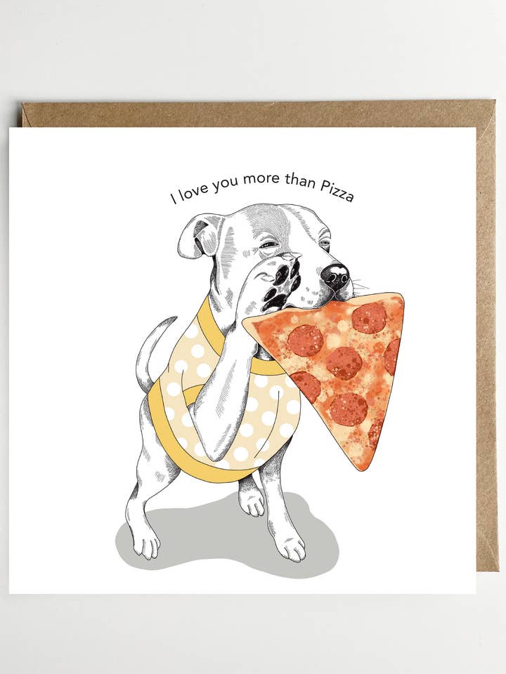Fødselsdagskort/lykønskningskort - Pizza Lovers for engroshandel hos Dotty Dog Art